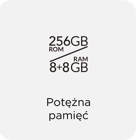 Potężna pamięć 256 GB ROM, 8+8 GB RAM