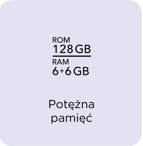 Potężna pamięć 128 GB ROM, 6+6 GB RAM